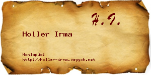 Holler Irma névjegykártya